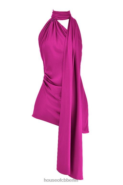 House of CB Aida-Kleid in Pink mit asymmetrischem Wickelausschnitt Kleidung ZFD80320