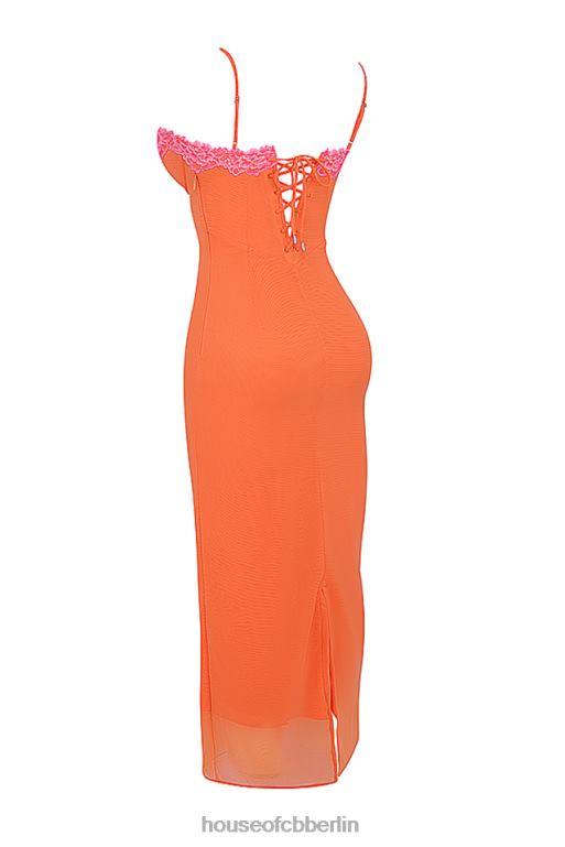 House of CB Aiza Flame Orange Maxikleid Kleidung ZFD80192