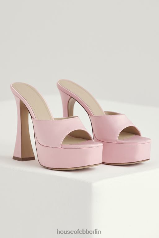 House of CB Alessandra rosa Satin-Plateau-Pantoletten Schuhe ZFD801066