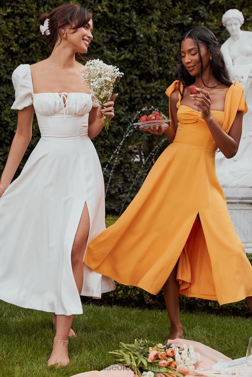 House of CB Alicia Tangerine Midi-Sommerkleid Kleidung ZFD80464