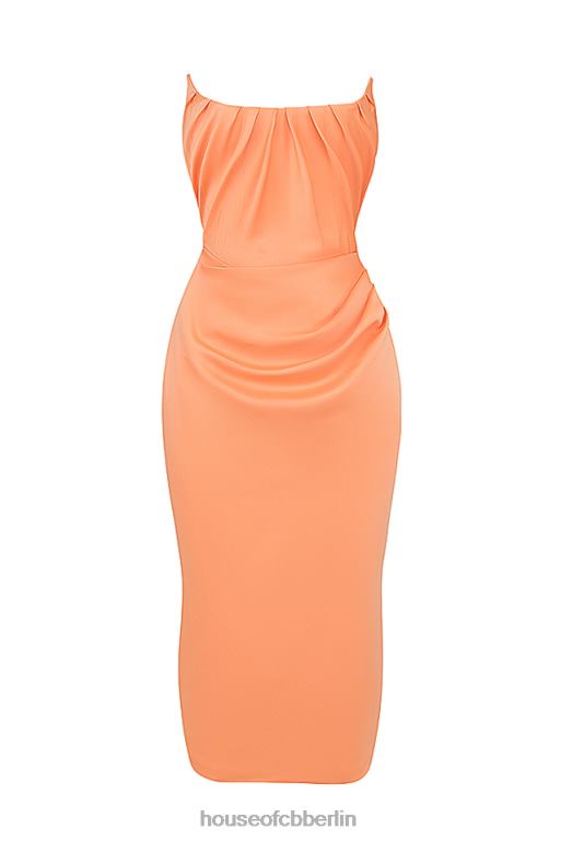 House of CB Alora Tangerine trägerloses Korsett-Midikleid Kleidung ZFD80185