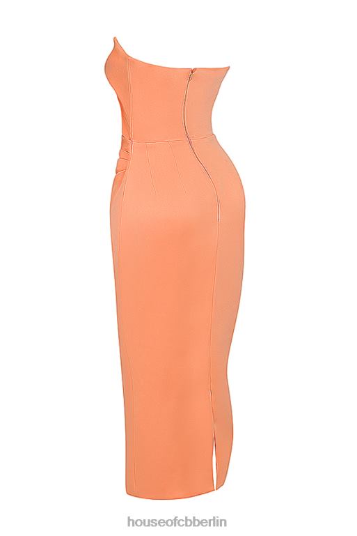 House of CB Alora Tangerine trägerloses Korsett-Midikleid Kleidung ZFD80185