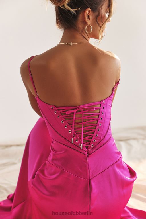 House of CB Anabella Fuchsia Maxikleid mit Schnürung Kleidung ZFD80199