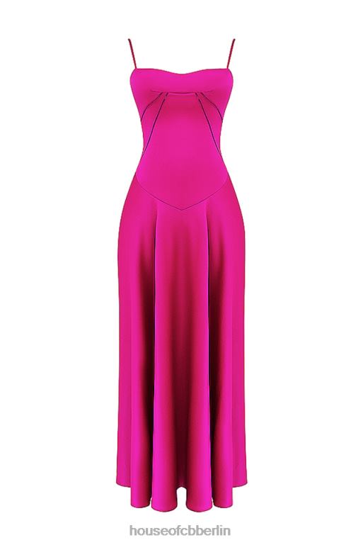 House of CB Anabella Fuchsia Maxikleid mit Schnürung Kleidung ZFD80199