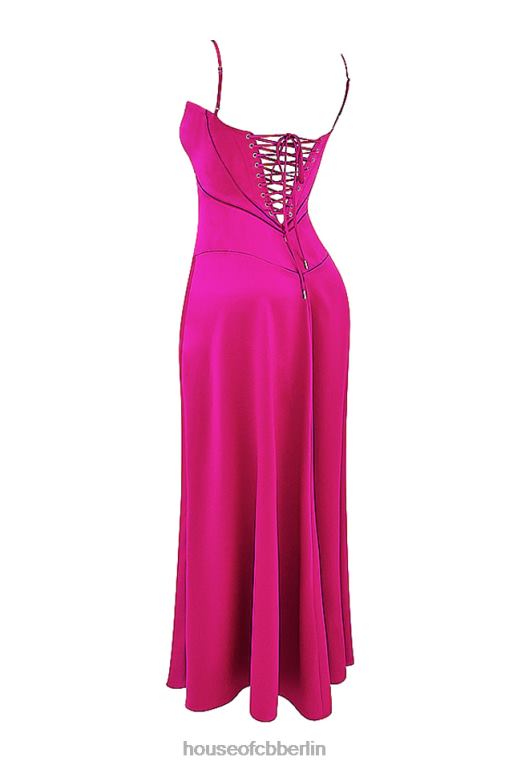 House of CB Anabella Fuchsia Maxikleid mit Schnürung Kleidung ZFD80199