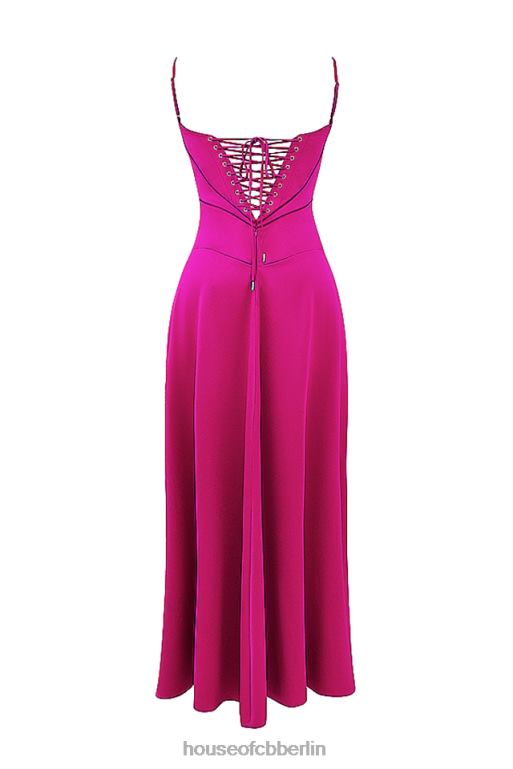 House of CB Anabella Fuchsia Maxikleid mit Schnürung Kleidung ZFD80199