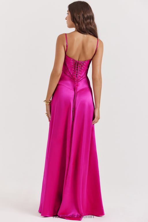 House of CB Anabella Fuchsia Maxikleid mit Schnürung Kleidung ZFD80199