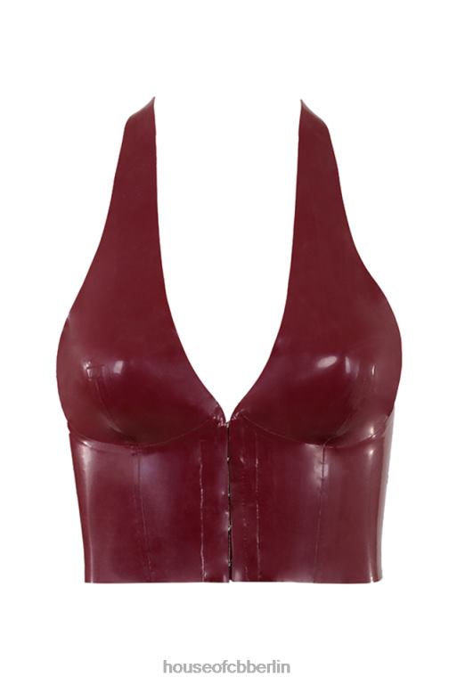 House of CB Ariadne Merlot Latex-Neckholder-Top Kleidung ZFD80681