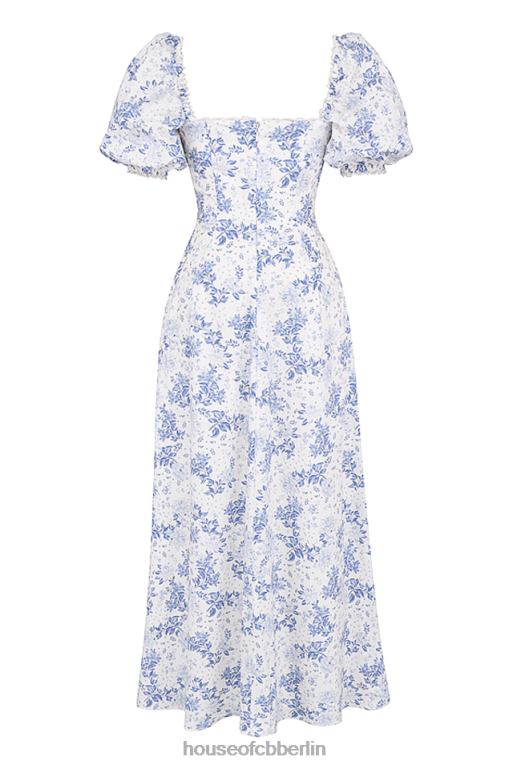 House of CB Blau bedrucktes Sommerkleid mit Puffärmeln von Felizia Kleidung ZFD80256