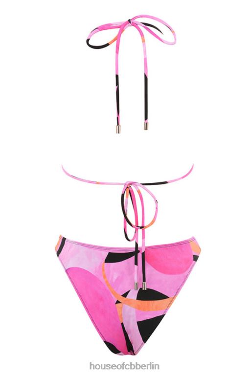 House of CB Cala Pink Schwarzer Neckholder-Bikini Kleidung ZFD801242