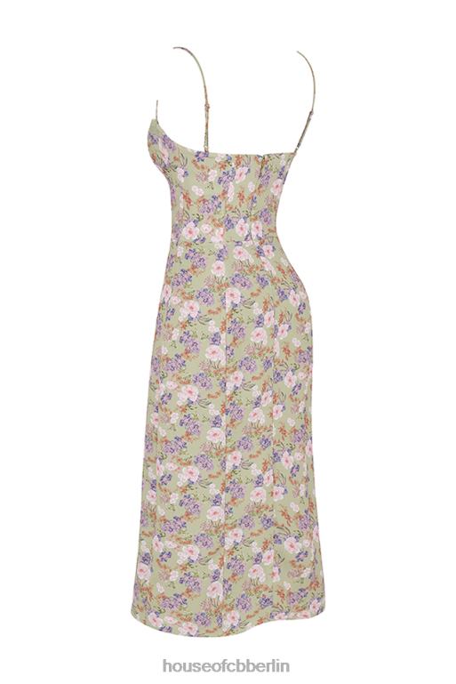 House of CB Charlotte Pfingstrosen-Print Midi-Sommerkleid Kleidung ZFD80442