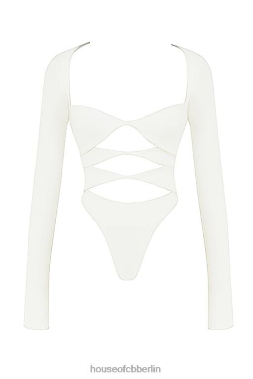 House of CB Danica weißer Body mit Ausschnitten Kleidung ZFD80719