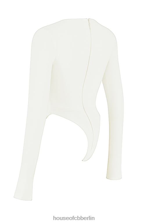 House of CB Danica weißer Body mit Ausschnitten Kleidung ZFD80719