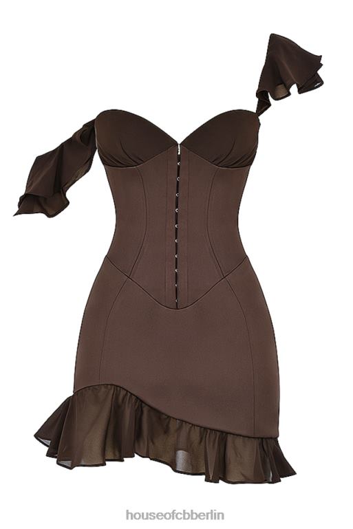 House of CB Dionne Espresso-Rüschenkorsett-Minikleid Kleidung ZFD80416