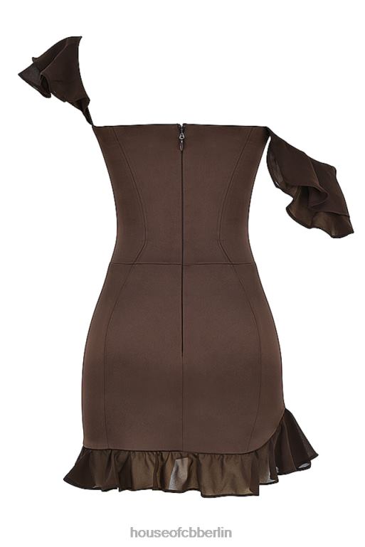 House of CB Dionne Espresso-Rüschenkorsett-Minikleid Kleidung ZFD80416