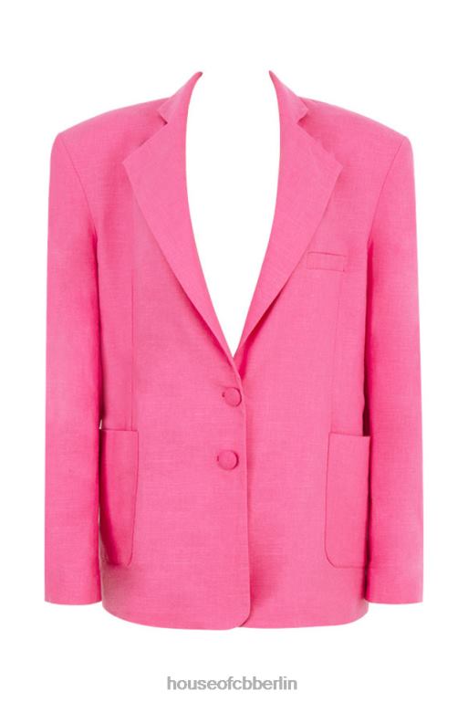 House of CB Domina Pinker übergroßer Blazer aus Leinenmischung Kleidung ZFD801051