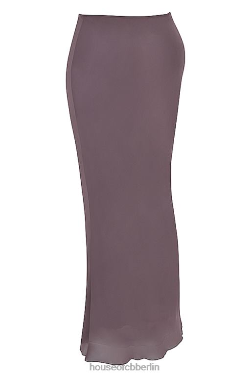 House of CB Dyana Dark Mauve Maxirock mit schrägem Schnitt Kleidung ZFD80904