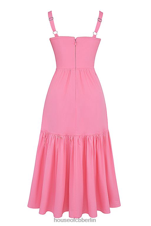 House of CB Elia französisches rosa Midi-Sommerkleid Kleidung ZFD80211