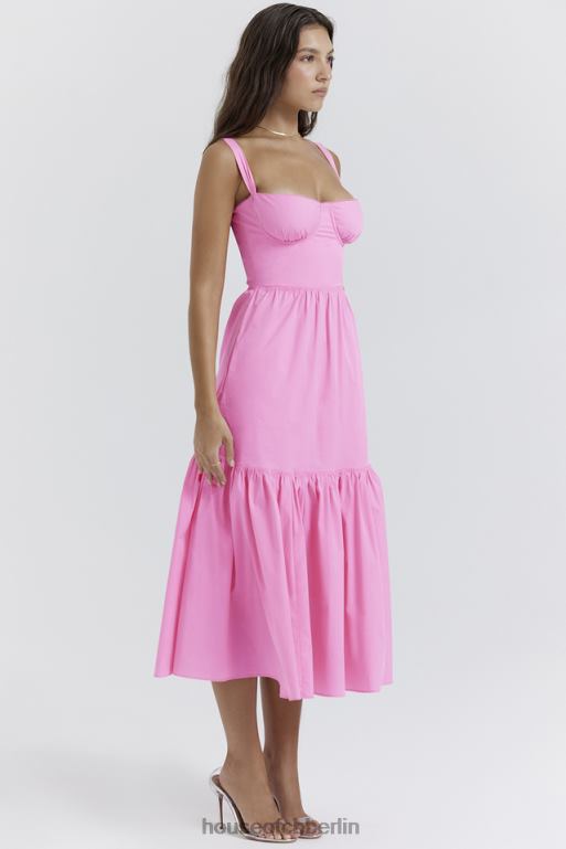 House of CB Elia französisches rosa Midi-Sommerkleid Kleidung ZFD80211