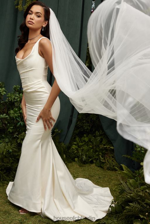 House of CB Emilie Brautkleid im Meerjungfrau-Stil aus cremefarbenem Satin Hochzeiten ZFD801141