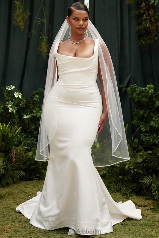 House of CB Emilie Brautkleid im Meerjungfrau-Stil aus cremefarbenem Satin Hochzeiten ZFD801141