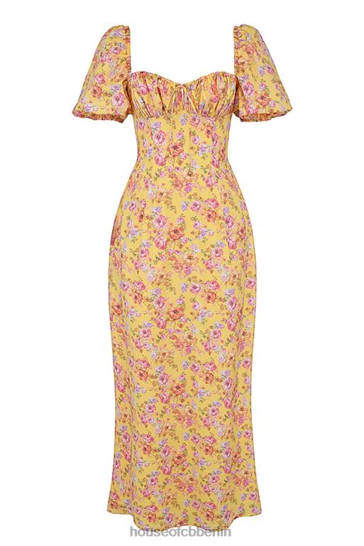 House of CB Felizia Butter-Print-Sommerkleid mit Puffärmeln Kleidung ZFD80247