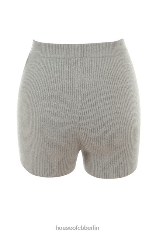 House of CB Geerdete graue Strickshorts mit hoher Taille Kleidung ZFD80950