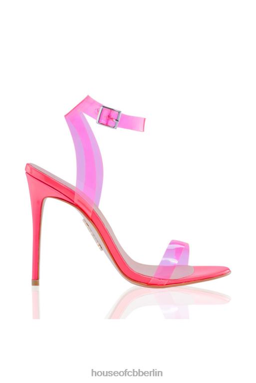 House of CB Geistersandalen aus Leder mit neonpinken Riemen Schuhe ZFD801119