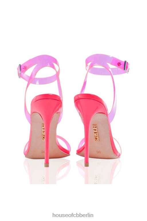 House of CB Geistersandalen aus Leder mit neonpinken Riemen Schuhe ZFD801119