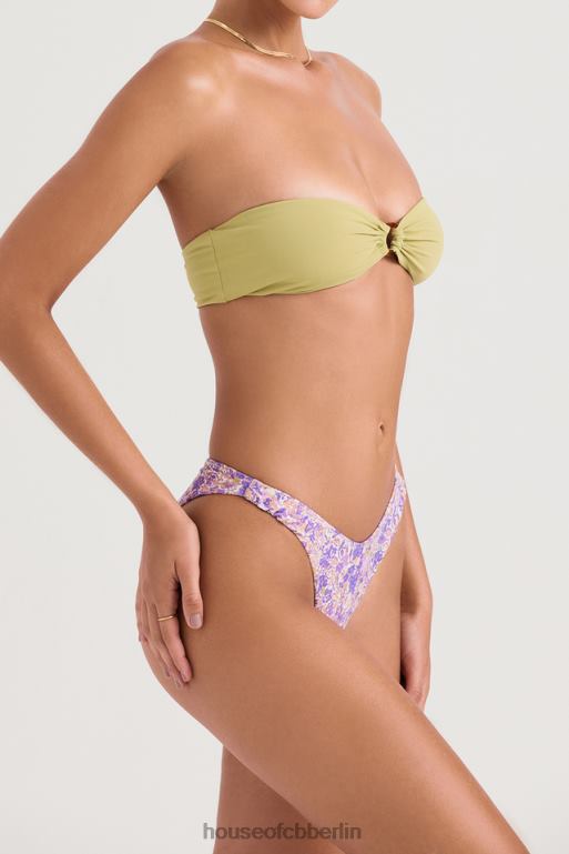 House of CB Geraffte Bikinihose mit Blumenmuster „Delphi Violet“ Kleidung ZFD801208