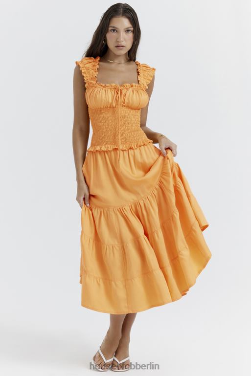 House of CB Gerafftes Sommerkleid von Phedra in Mandarine Kleidung ZFD80203