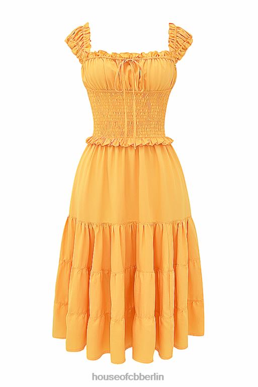 House of CB Gerafftes Sommerkleid von Phedra in Mandarine Kleidung ZFD80203