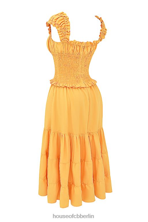 House of CB Gerafftes Sommerkleid von Phedra in Mandarine Kleidung ZFD80203