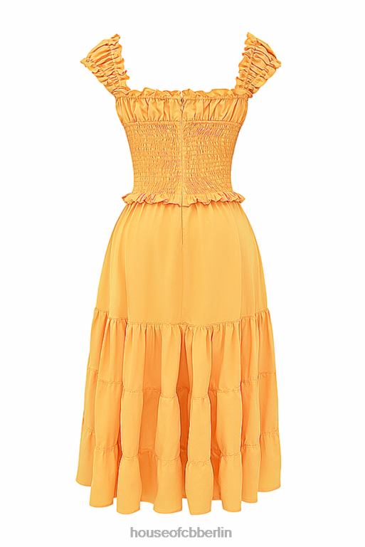 House of CB Gerafftes Sommerkleid von Phedra in Mandarine Kleidung ZFD80203