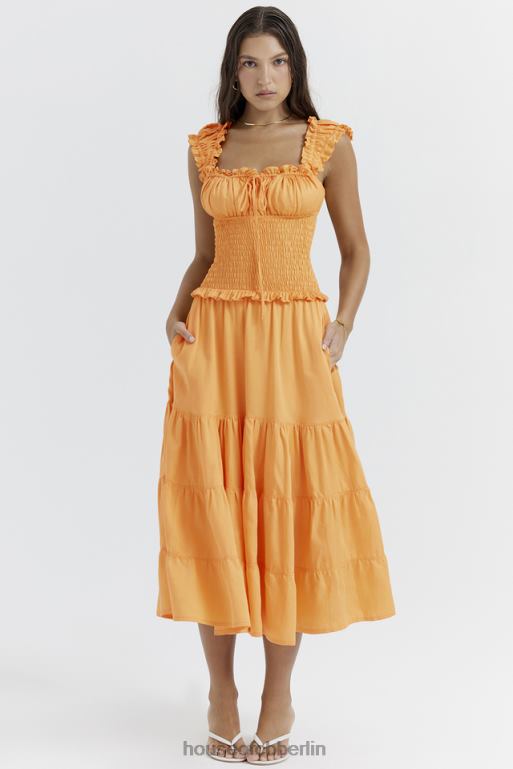 House of CB Gerafftes Sommerkleid von Phedra in Mandarine Kleidung ZFD80203