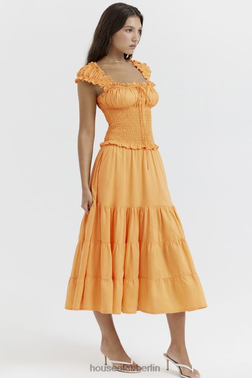 House of CB Gerafftes Sommerkleid von Phedra in Mandarine Kleidung ZFD80203