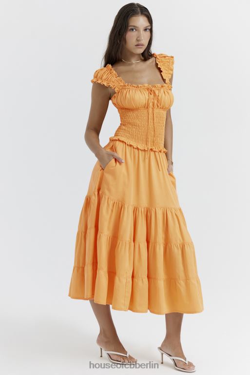 House of CB Gerafftes Sommerkleid von Phedra in Mandarine Kleidung ZFD80203