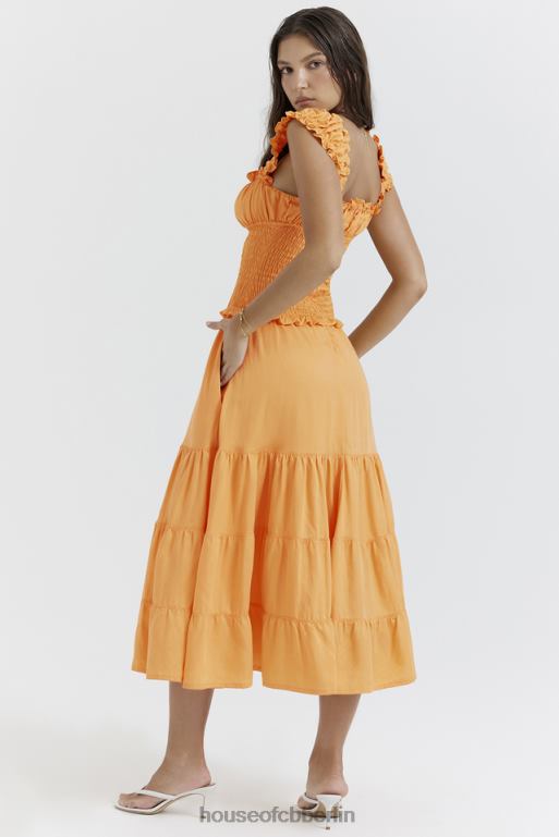 House of CB Gerafftes Sommerkleid von Phedra in Mandarine Kleidung ZFD80203