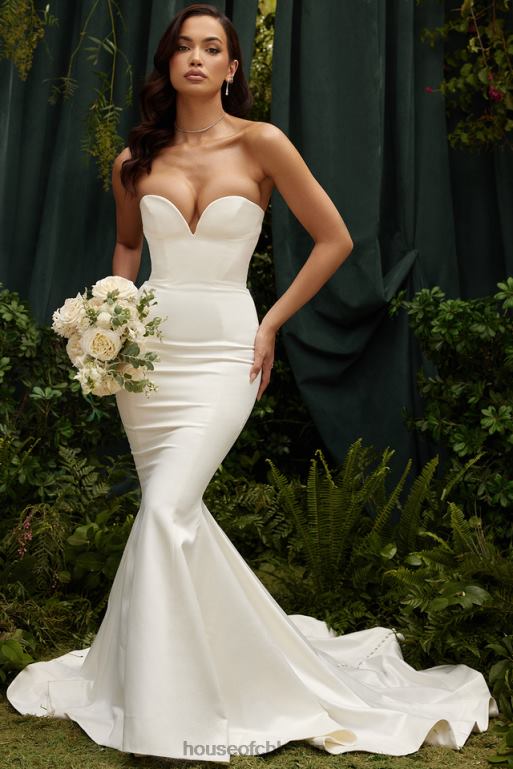 House of CB Giselle trägerloses Brautkleid aus elfenbeinfarbenem Satin Hochzeiten ZFD801140