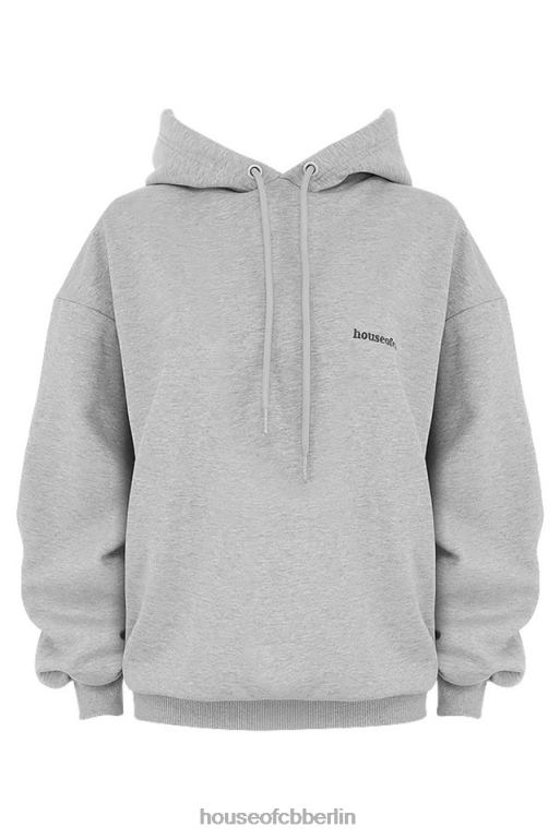 House of CB Halo-grauer übergroßer Kapuzenpullover Kleidung ZFD80795