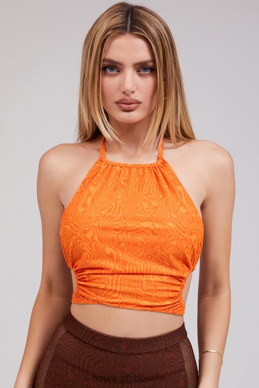 House of CB Herrin rockt das orangefarbene Neckholder-Crop-Top „Vacay Mode“ Kleidung ZFD80747