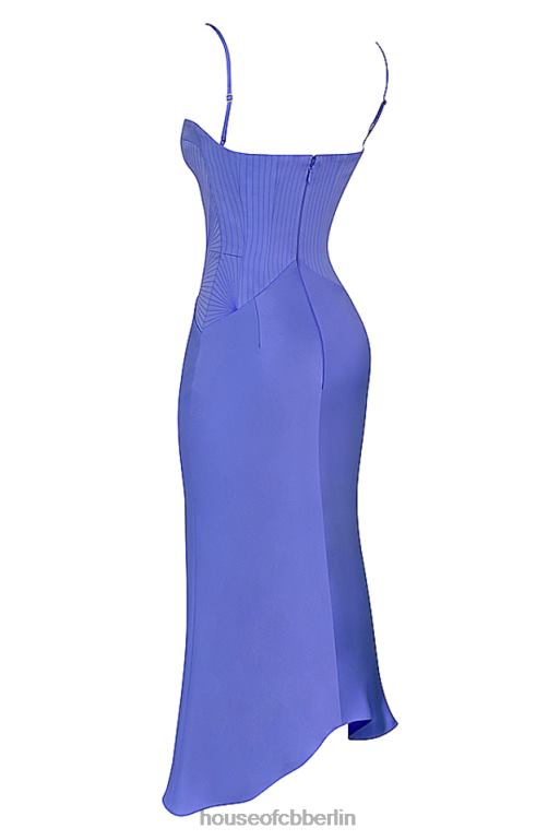 House of CB Imogen Periwinkle Satin-Korsett-Midikleid Kleidung ZFD80415