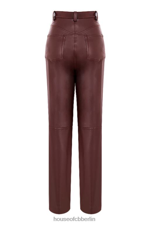 House of CB Inaya dunkelbraune Stretch-Hose aus veganem Leder Kleidung ZFD80979