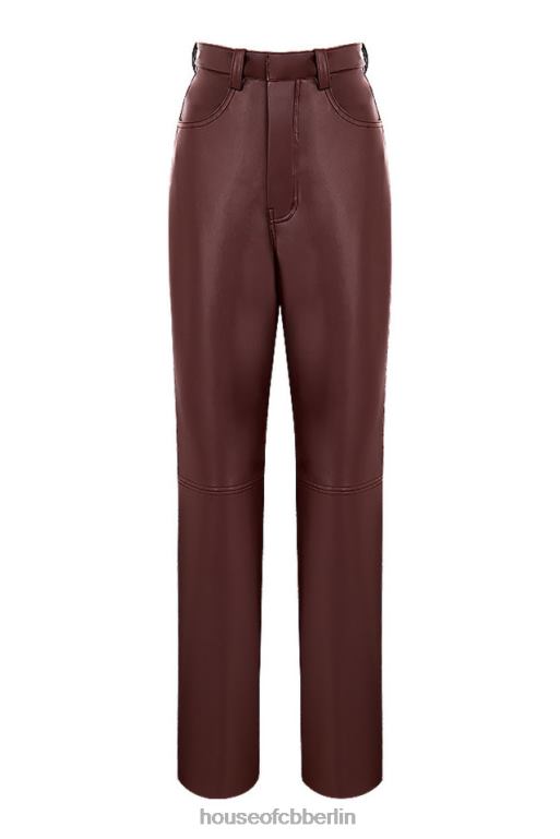 House of CB Inaya dunkelbraune Stretch-Hose aus veganem Leder Kleidung ZFD80979