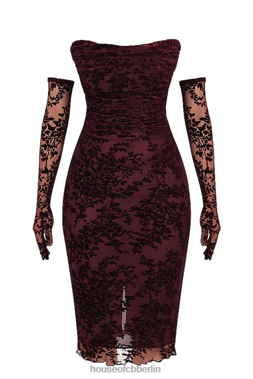 House of CB Isadora Black Cherry Devore Korsettkleid Kleidung ZFD80351