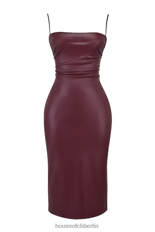 House of CB Jalena Maulbeerkleid aus veganem Leder mit Spitzenrücken Kleidung ZFD80165