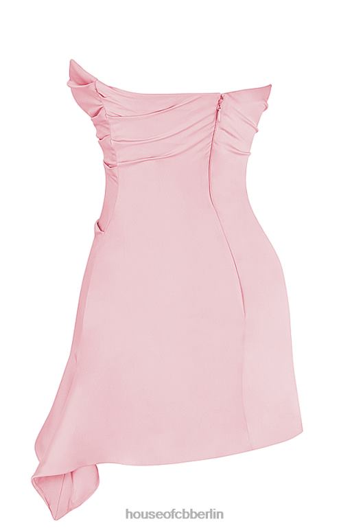 House of CB Jasmine Rose Pink drapiertes trägerloses Korsettkleid Kleidung ZFD80403