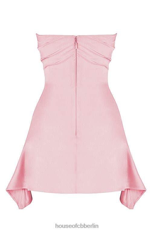 House of CB Jasmine Rose Pink drapiertes trägerloses Korsettkleid Kleidung ZFD80403