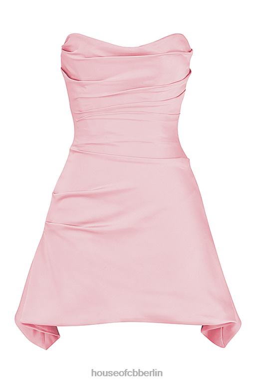 House of CB Jasmine Rose Pink drapiertes trägerloses Korsettkleid Kleidung ZFD80403