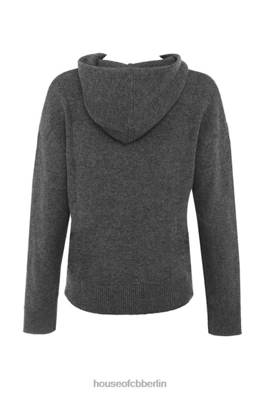 House of CB Jionni Kapuzenpullover aus anthrazitfarbener Kaschmirmischung Kleidung ZFD80650